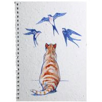 Growing Paper Cat Watching Bird Notebook
